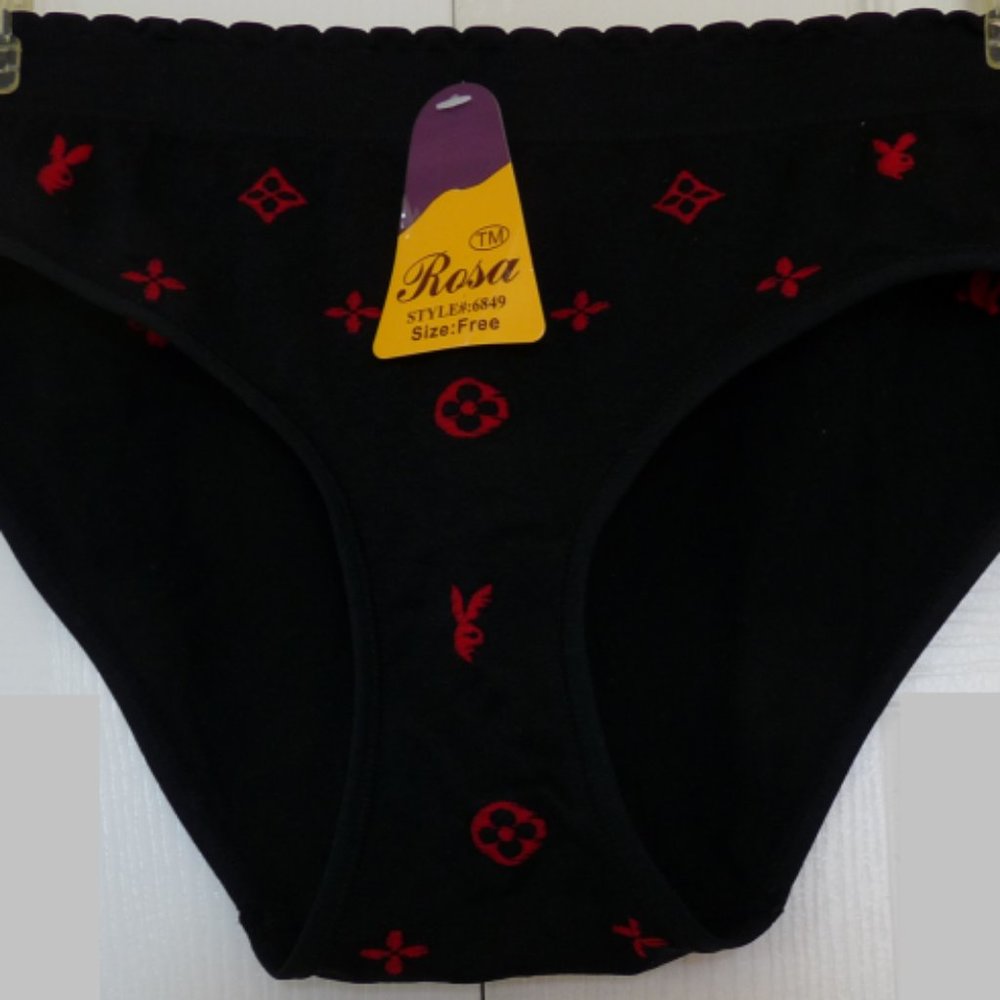 Rosa - Playboy bunny panties women, black, size Free